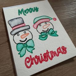 Hand-Painted Snowmen Christmas Card – Merry Christmas Design 1 Hand-Painted Snowmen Christmas Card – Merry Christmas Design 1