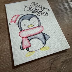 Hand-Painted Penguin Christmas Card – Merry Christmas Design 1 Hand-Painted Penguin Christmas Card – Merry Christmas Design 1