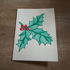 Hand-Painted Holly Christmas Card – Classic Festive Design