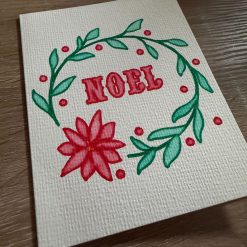 Hand-Painted Noël Christmas Card – Floral Wreath Design 1 Hand-Painted Noël Christmas Card – Floral Wreath Design 1