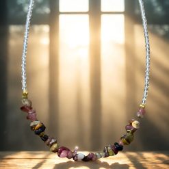 Clear quartz and strawberry quartz necklace