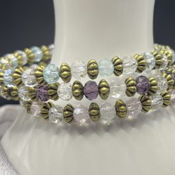 Stacker - Faceted Glass Clear and Light Blue Rondelle Bracelet 3 Stacker - Faceted Glass Clear and Light Blue Rondelle Bracelet 3