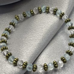 Stacker - Faceted Glass Clear and Light Blue Rondelle Bracelet 2 Stacker - Faceted Glass Clear and Light Blue Rondelle Bracelet 2