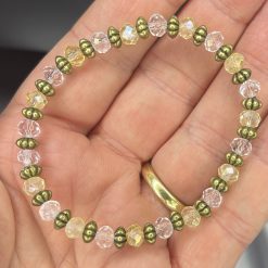 Stacker - Faceted Delicate Yellow and Clear Rondelle Bracelet 1
