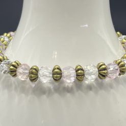 Stacker - Faceted Baby Pink and Clear Rondelle Bracelet