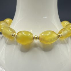 Lemon Czech Natural Glass and Gold Bracelet