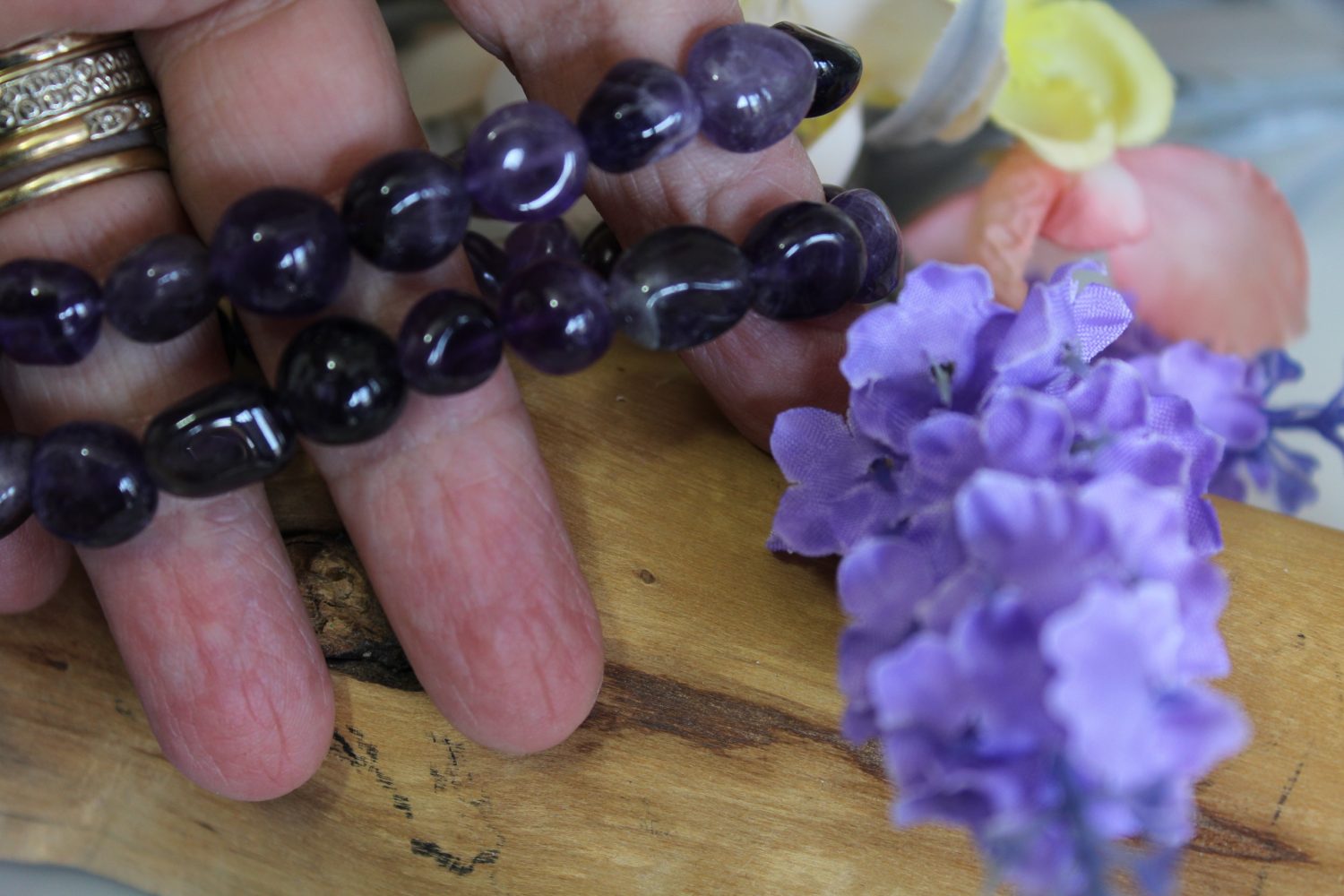 Amethyst Tumble Stone Stretch Bracelet Amethyst Tumble Stone Stretch Bracelet