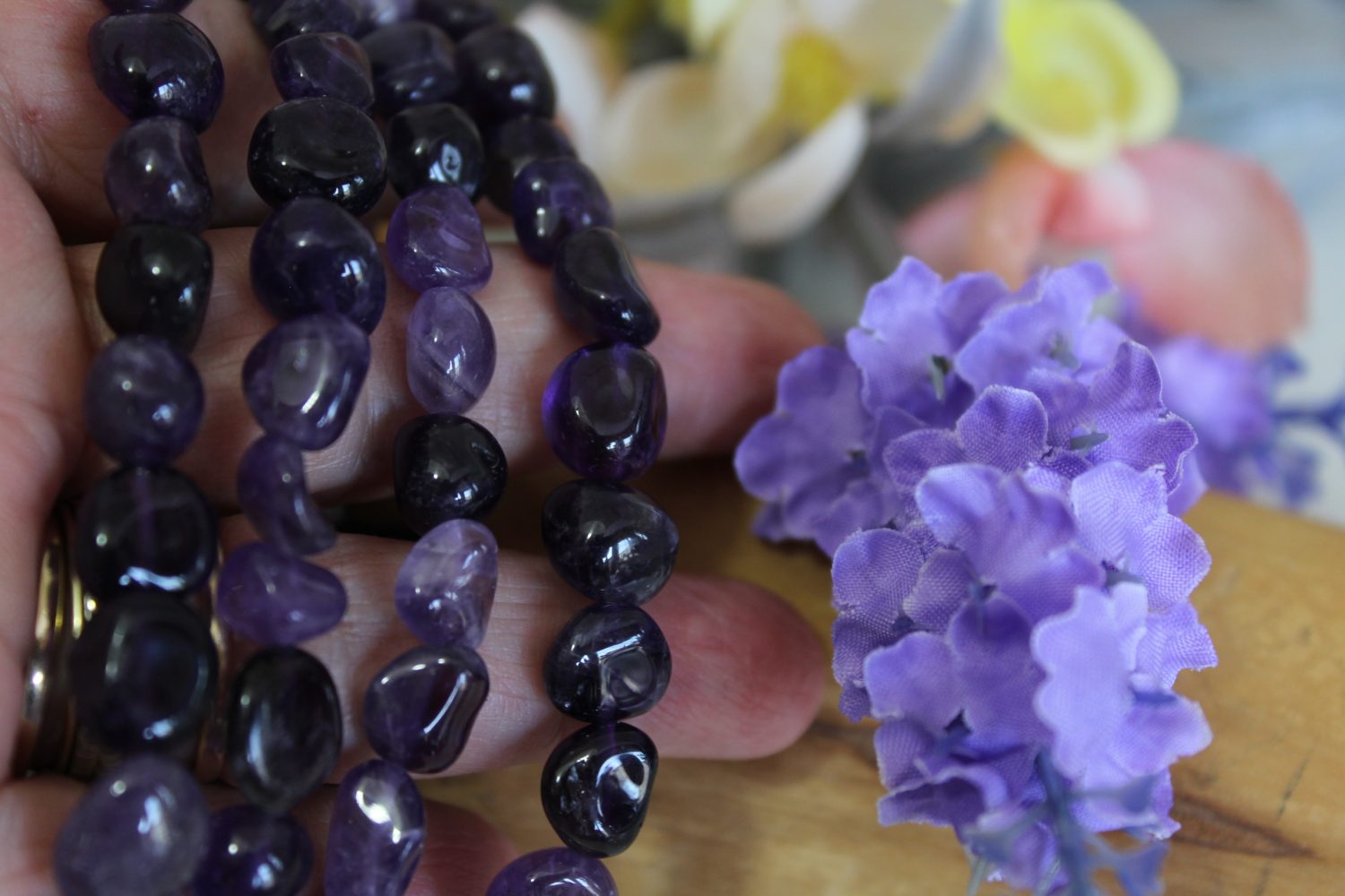 Amethyst Tumble Stone Stretch Bracelet Amethyst Tumble Stone Stretch Bracelet