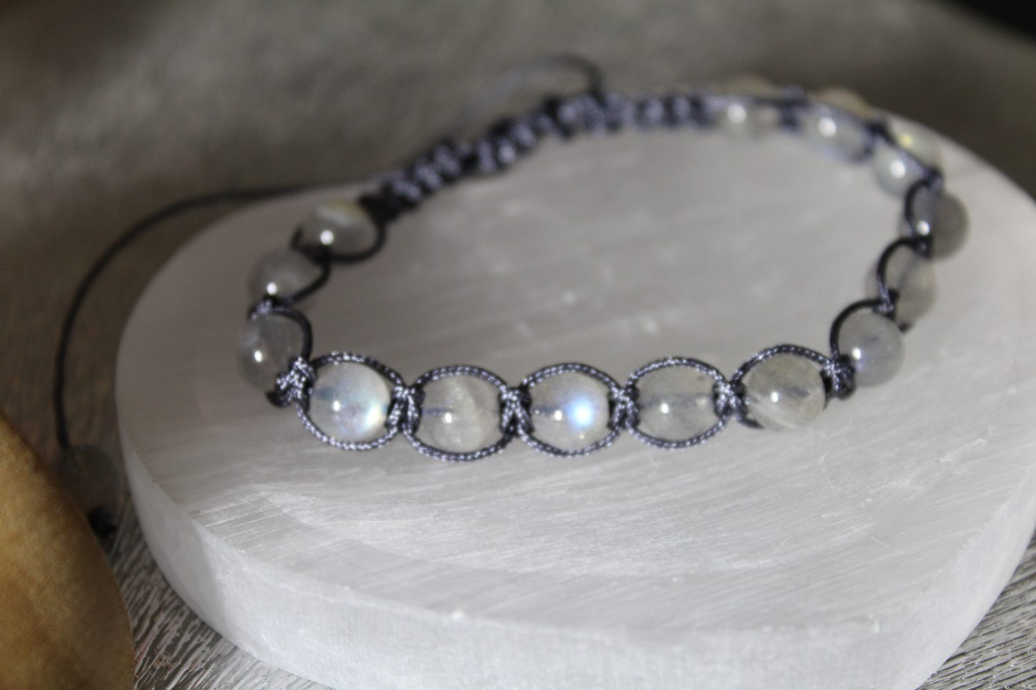Labradorite Macrame Adjustable Bracelet Labradorite Macrame Adjustable Bracelet