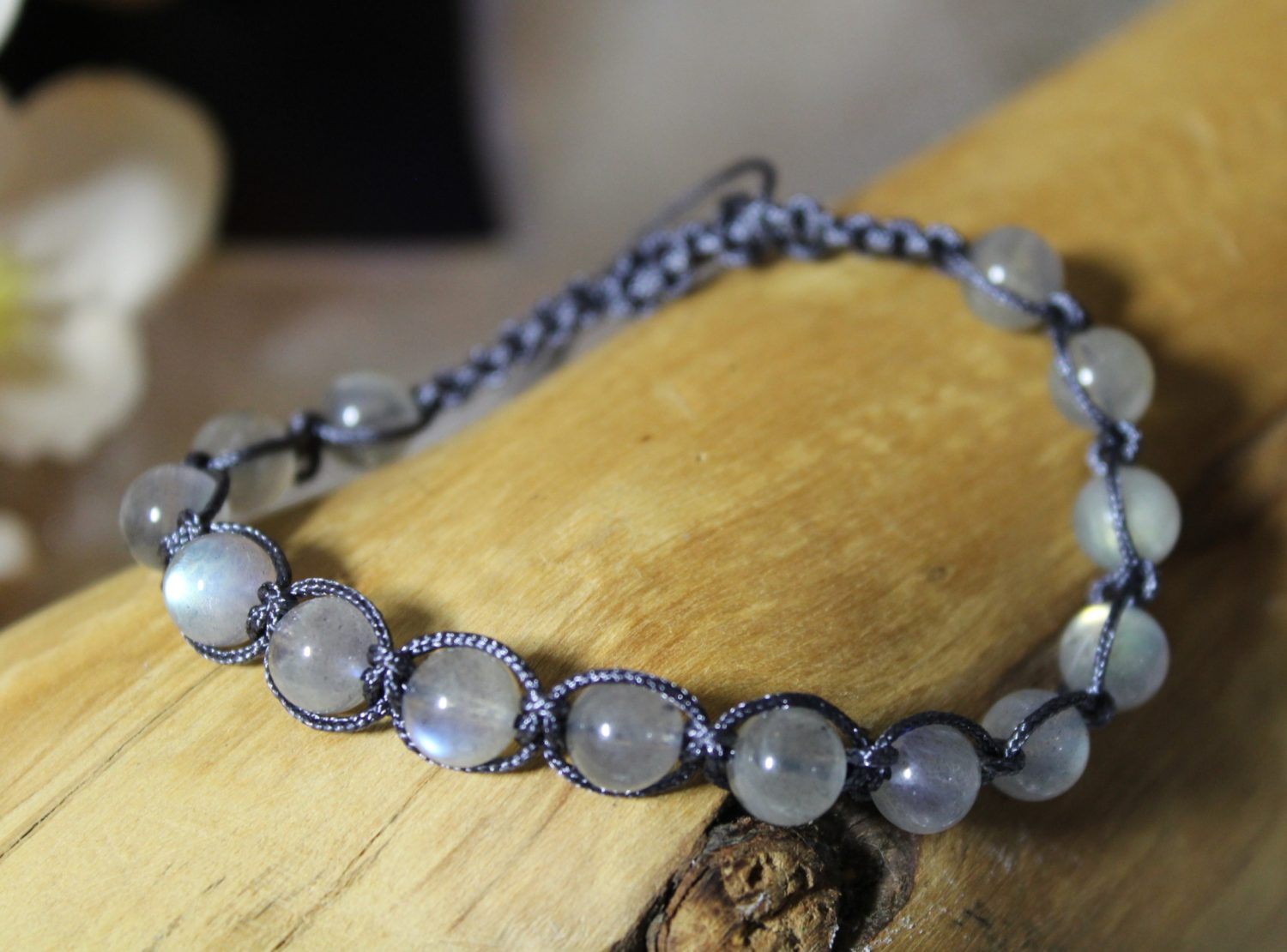 Labradorite Macrame Adjustable Bracelet Labradorite Macrame Adjustable Bracelet