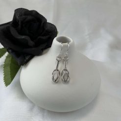 Sterling Silver Knot Design Drop Earrings