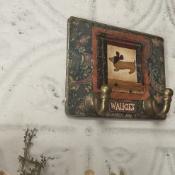 Dog Lead Plaque with Hooks, Small Decoupaged Metal Hanger 3