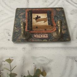 Dog Lead Plaque with Hooks, Small Decoupaged Metal Hanger 4