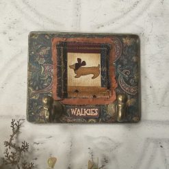 Dog Lead Plaque with Hooks, Small Decoupaged Metal Hanger