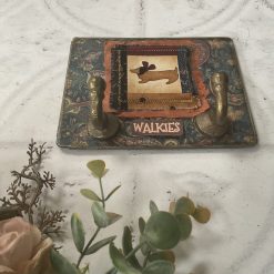 Dog Lead Plaque with Hooks, Small Decoupaged Metal Hanger 5