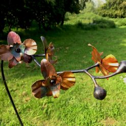 Hand Forged Iron & Copper Orchid Sculpture with Patina Vase, Life Size Flower 6 Hand Forged Iron & Copper Orchid Sculpture with Patina Vase, Life Size Flower 6