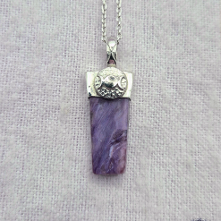 Pendant Only - Charoite Moon Phases Sterling Silver Pendant