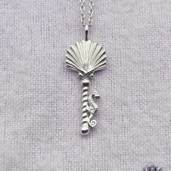 Pendant Only - Seashell And Seahorse Sterling Silver Key Pendant