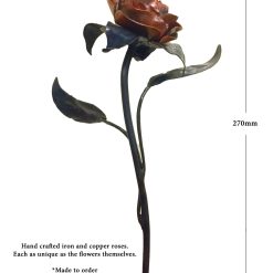 Hand Forged Copper Rose: Iron Flower Sculpture, Love Token, Gift 1 Hand Forged Copper Rose: Iron Flower Sculpture, Love Token, Gift 1