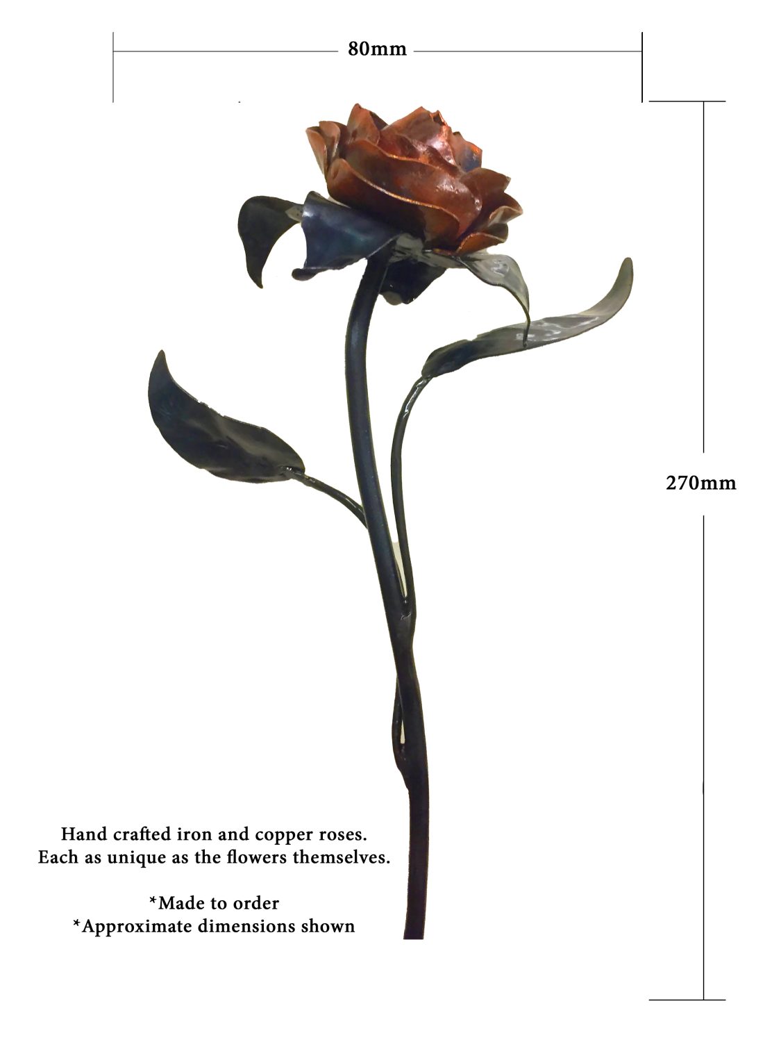 Hand Forged Copper Rose: Iron Flower Sculpture, Love Token, Gift Hand Forged Copper Rose: Iron Flower Sculpture, Love Token, Gift