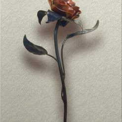 Hand Forged Copper Rose: Iron Flower Sculpture, Love Token, Gift