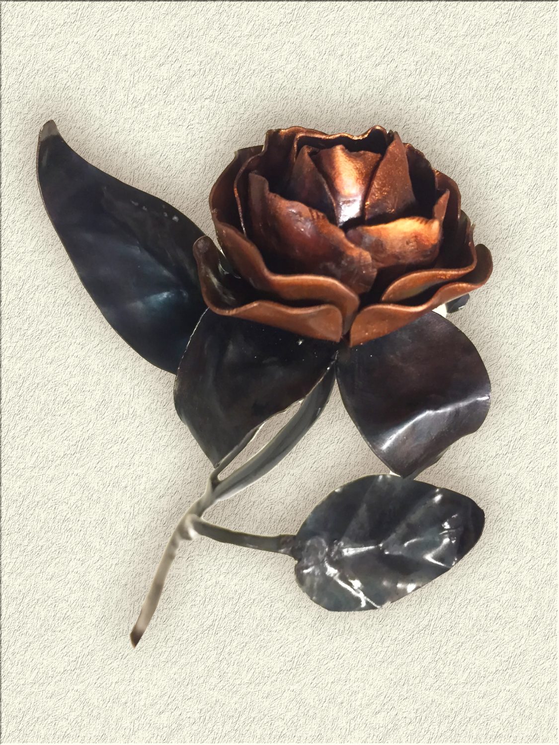 Hand Forged Copper Rose: Iron Flower Sculpture, Love Token, Gift Hand Forged Copper Rose: Iron Flower Sculpture, Love Token, Gift