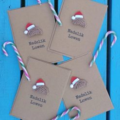 Handmade Nadelik Lowen Cornish Pasty Christmas Card Merry Christmas