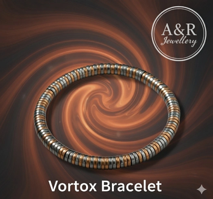 Vortex Bracelet: Mens Copper & Gray Toned Hematite Magnetic Energy Beads 14-20cm Vortex Bracelet: Mens Copper & Gray Toned Hematite Magnetic Energy Beads 14-20cm