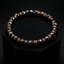 Men’s Hematite & Copper Spacer Beaded Bracelet – Strength & Style