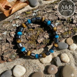 Men's Grounding & Protection Bracelet | Genuine Tiger Eye, Hematite, Obsidian
