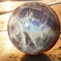 Moonstone sphere with blue flash 1 Moonstone sphere with blue flash 3