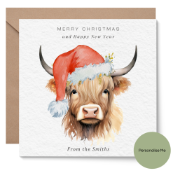 Highland Cow Christmas Card -Personalised