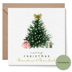 Personalised Family Christmas Tree Card - Grandma and Grandad