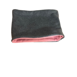 Handmade Reversible Fleece Snood Neck Warmer – Soft Pink & Grey Winter Snood, Cozy Double-Layer Fleece Gaiter