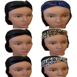 Satin Twist Headband 2 Pack | Black & Multicolour Turban Headbands | Knotted Wide Hair Bands for Women | Stretch Hair Accessories