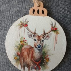 Wooden Bauble Hanging Decoration.  Christmas Stag/Deer