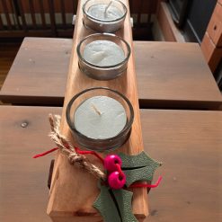 Three-Tealight Candle Centrepiece – Sustainable Wood, Handmade Charm 1 Three-Tealight Candle Centrepiece – Sustainable Wood, Handmade Charm 1