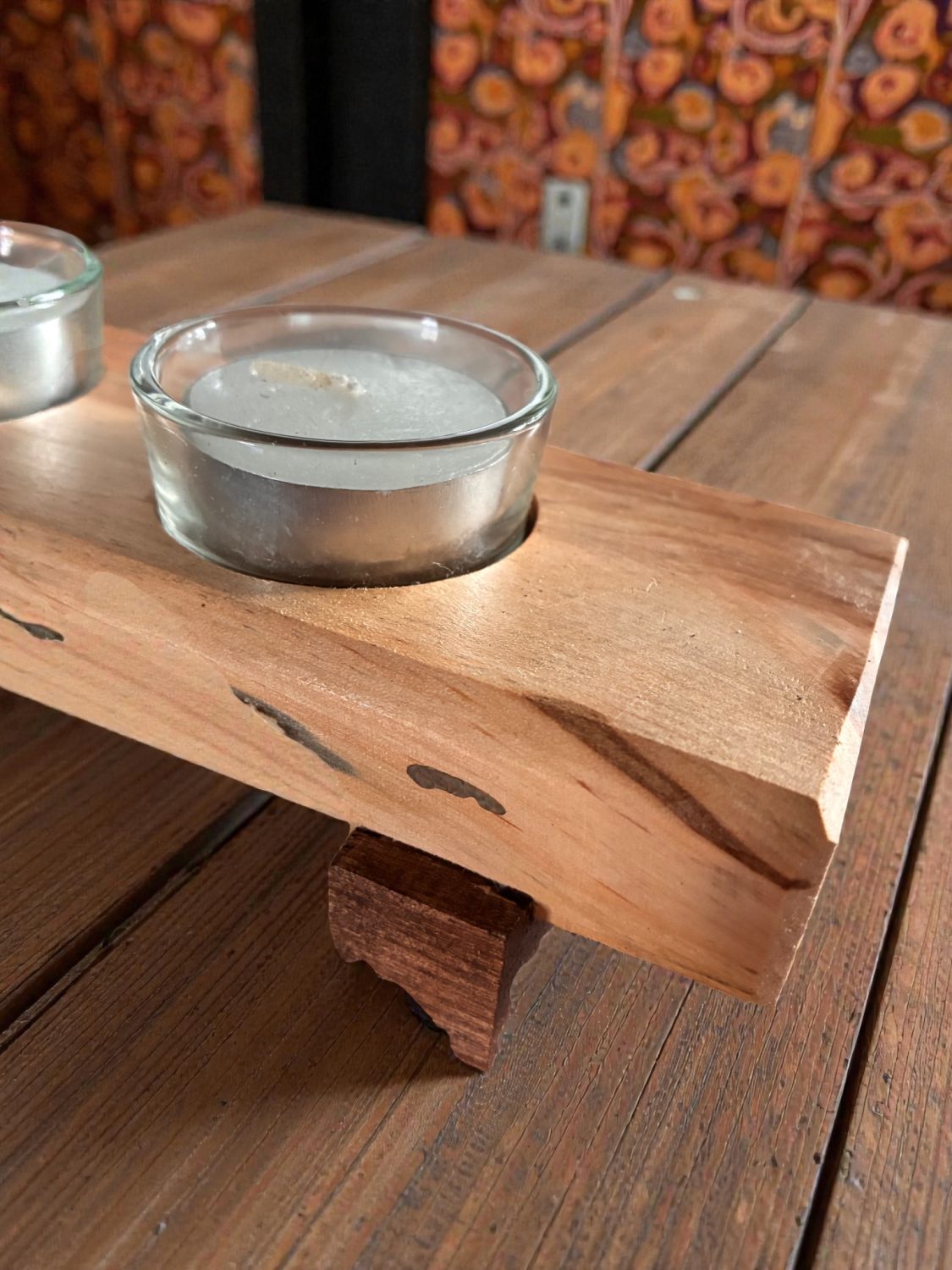 Three-Tealight Candle Centrepiece – Sustainable Wood, Handmade Charm Three-Tealight Candle Centrepiece – Sustainable Wood, Handmade Charm