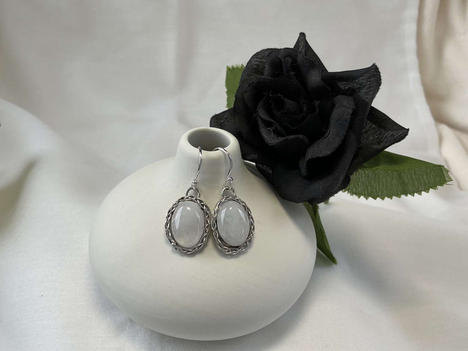 Sterling Silver Cream Quartz Earrings Sterling Silver Cream Quartz Earrings