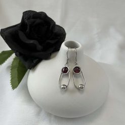 Garnet Gemstone Sterling Silver Earrings