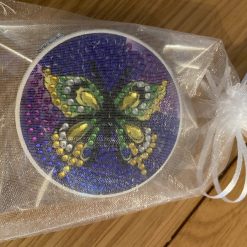 Diamond art butterfly heart compact mirror