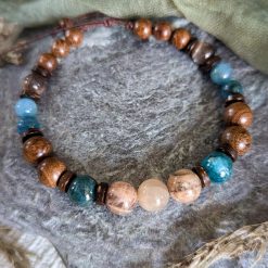 Bracelet with apatite and chocolate moonstone