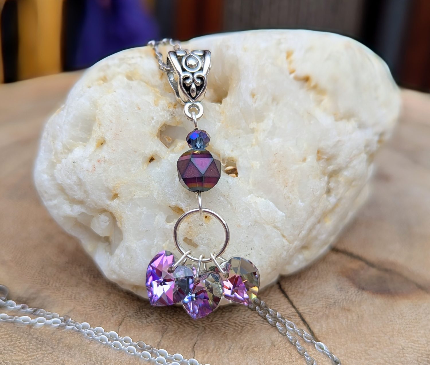 Purple sparkly heart jewellery set Purple sparkly heart jewellery set