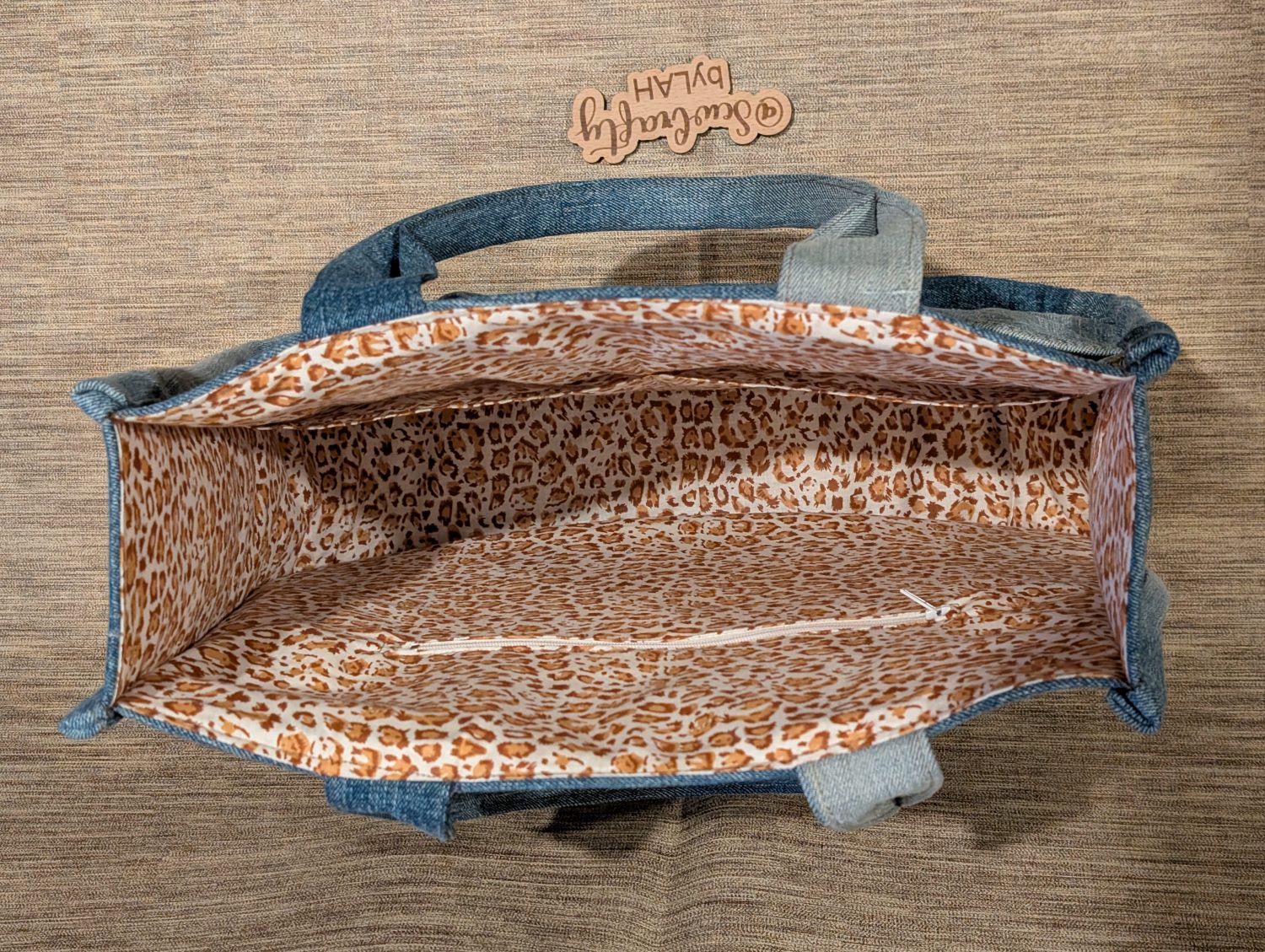 Denim & leopard print tote style handbag Denim & leopard print tote style handbag