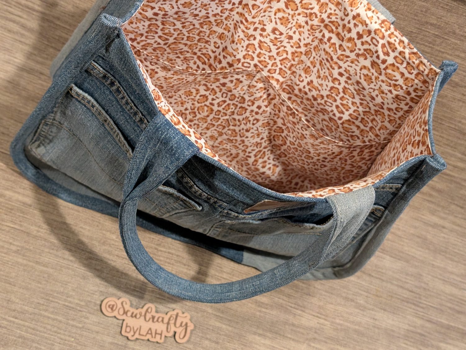 Denim & leopard print tote style handbag Denim & leopard print tote style handbag