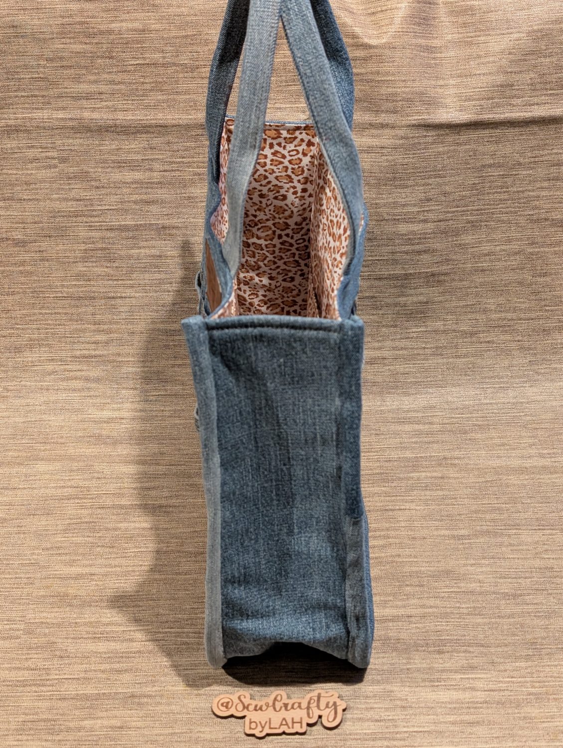 Denim & leopard print tote style handbag Denim & leopard print tote style handbag