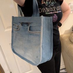 Denim & leopard print tote style handbag 1 Denim & leopard print tote style handbag 1