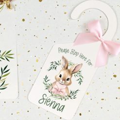 Easter Bunny Door Hanger blue or Pink Personalised