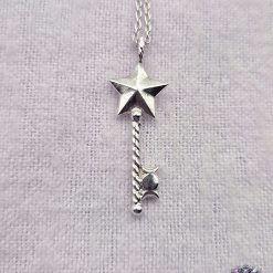 Pendant Only - Star And Moon Phases Sterling Silver Key Pendant