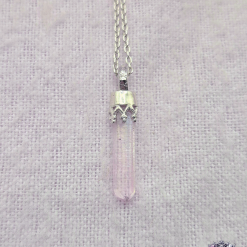 Pendant Only - Dainty Coated Pink Quartz Point Sterling Silver Pendant